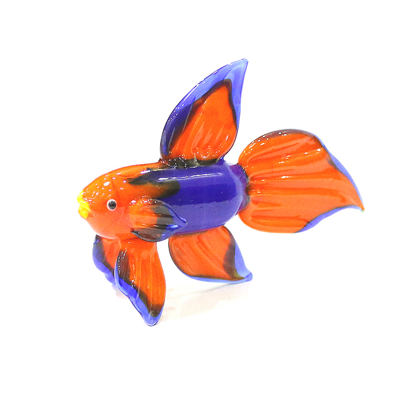 Fish Toy In Aquarium - Orange Murano Glass Tropical Fish Figurine