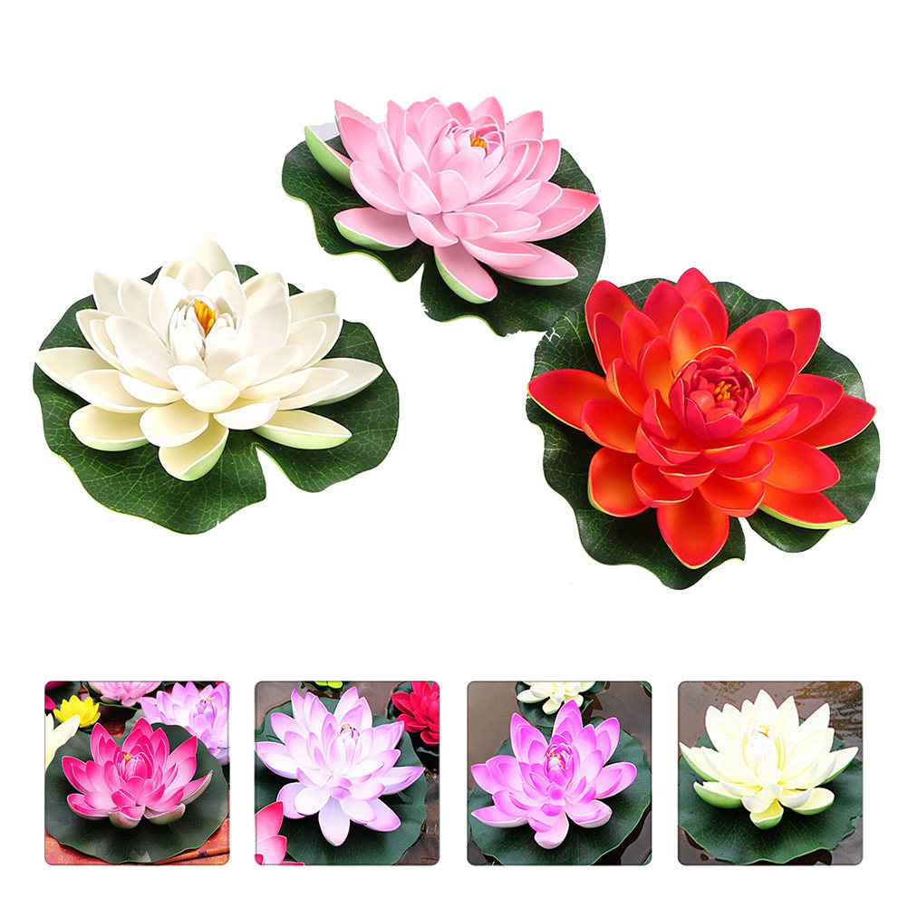 Aquarium Fish Restaurant - 3Pcs Premium PU Simulation Lotus Decor