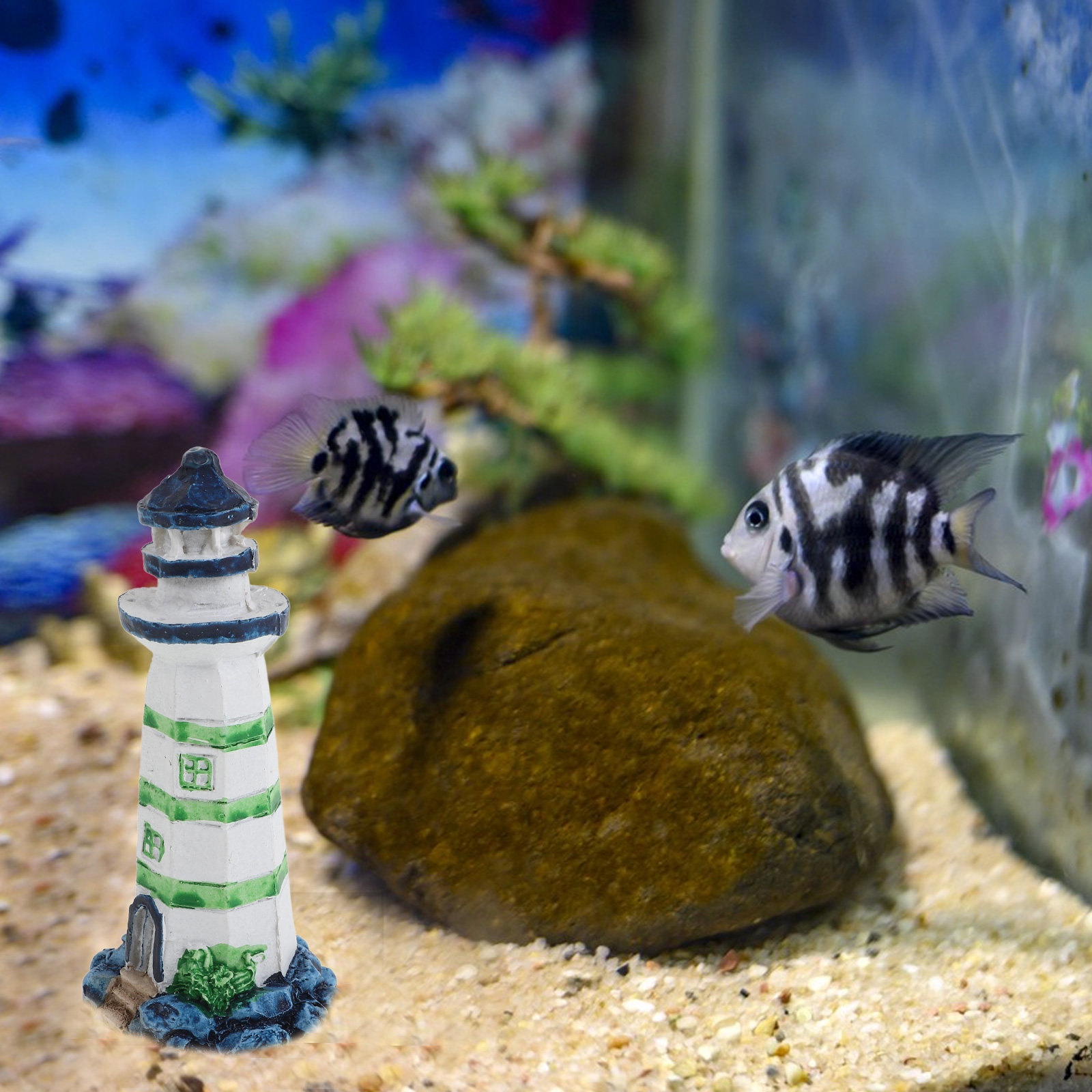 1Pcs Resin Lighthouse Aquarium - Aquarium Fish Restaurant ulasan dan harga